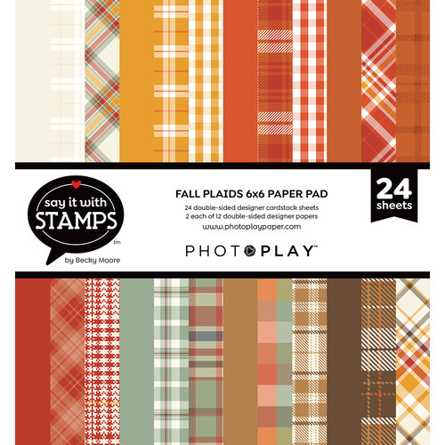 PhotoPlay - Say It With Stamps Collection - 6 x 6 Paper Pad - Fall Plaids