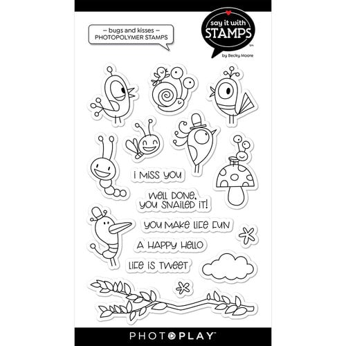 PhotoPlay - Say It With Stamps Collection - Clear Photopolymer Stamps - Bugs and Kisses