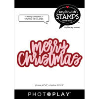 PhotoPlay - Say It With Stamps Collection - Etched Dies - Merry Christmas - Large Phrase