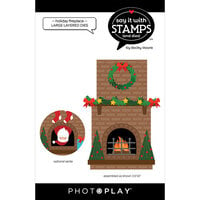 PhotoPlay - Say It With Stamps Collection - Christmas - Layered Etched Dies - Holiday Fireplace