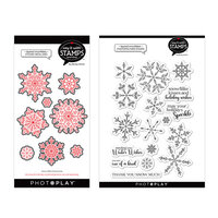 PhotoPlay - Christmas - Say It With Stamps Collection - Clear Photopolymer Stamps and Dies - Layered Snowflakes Bundle