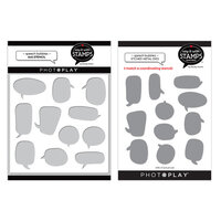 PhotoPlay - Say It With Stamps Collection - 6 x 6 Stencils and Dies - Speech Bubbles Bundle
