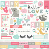 Photo Play Paper - Snuggle Up Collection - Girl - 12 x 12 Cardstock Stickers - Elements