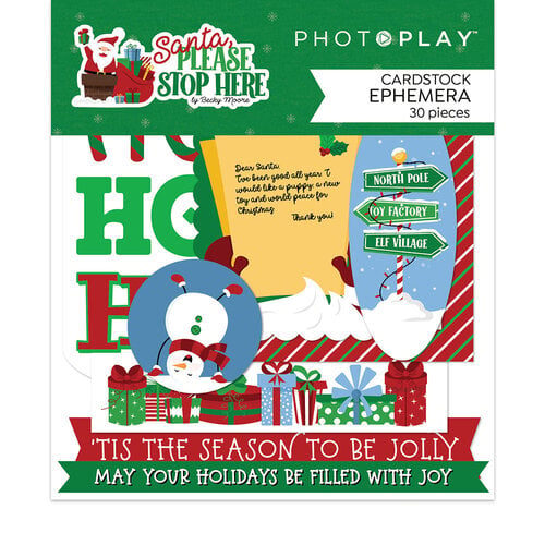 PhotoPlay - Santa Please Stop Here Collection - Christmas - Ephemera - Die Cut Cardstock Pieces