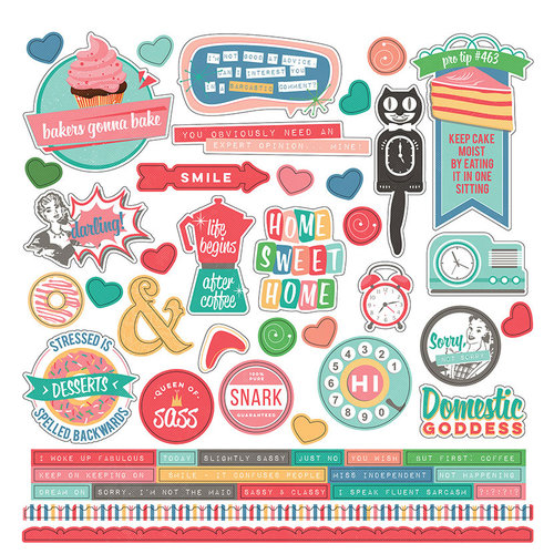 Photo Play Paper - Slightly Sassy Collection - 12 x 12 Cardstock Stickers - Elements