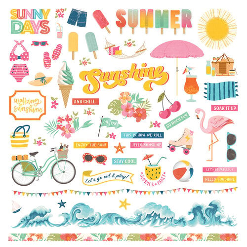 PhotoPlay - Sweet Sunshine Collection - 12 x 12 Cardstock Stickers - Elements