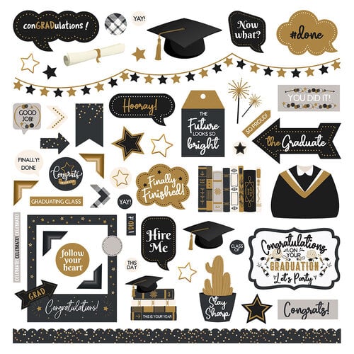 PhotoPlay - The Graduate Collection - 12 x 12 Cardstock Stickers - Elements