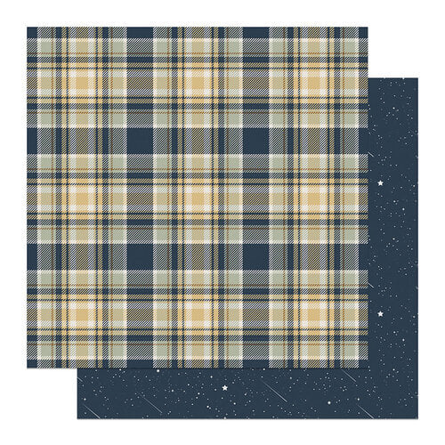 PhotoPlay - To The Moon And Back Collection - 12 x 12 Double Sided Paper - Falling Stars Plaid