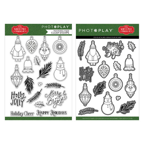 PhotoPlay - The North Pole Trading Co. Collection - Christmas - Clear Photopolymer Stamps and Dies - Deck The Halls Bundle