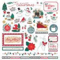 PhotoPlay - It's A Wonderful Christmas Collection - 12 x 12 Cardstock Stickers - Elements