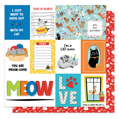 PhotoPlay - Bow Wow and Meow Collection - 12 x 12 Double Sided Paper - Meow - Purrfect