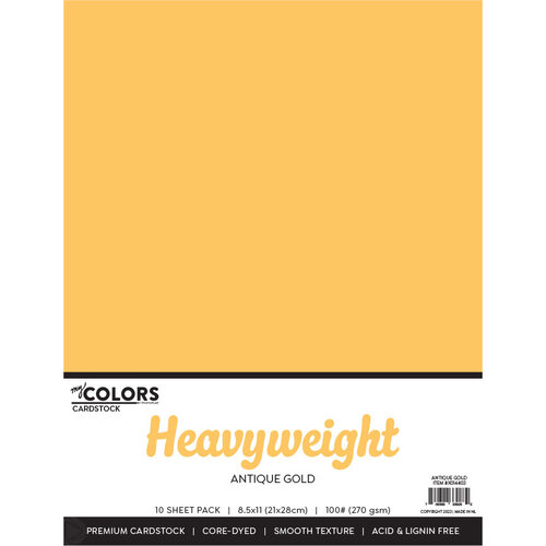 My Colors Cardstock - By PhotoPlay - 8.5 x 11 Heavyweight Cardstock Pack - Antique Gold - 10 Pack