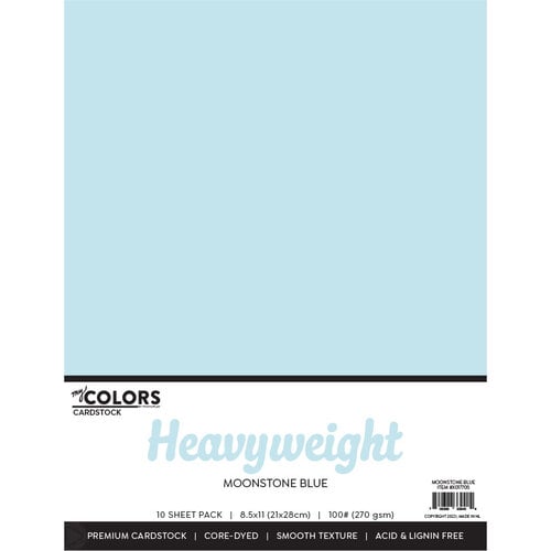 My Colors Cardstock - By PhotoPlay - 8.5 x 11 Heavyweight Cardstock Pack - Moonstone Blue - 10 Pack
