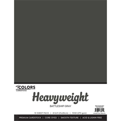 My Colors Cardstock - By PhotoPlay - 8.5 x 11 Heavyweight Cardstock Pack - Battleship Gray - 10 Pack