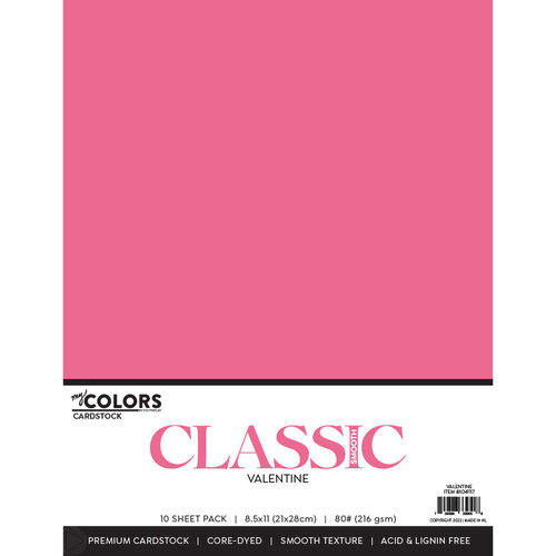 My Colors Cardstock - By PhotoPlay - 8.5 x 11 Classic Cardstock Pack - Valentine - 10 Pack