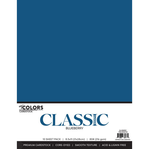 My Colors Cardstock - By PhotoPlay - 8.5 x 11 Classic Cardstock Pack - Blueberry - 10 Pack