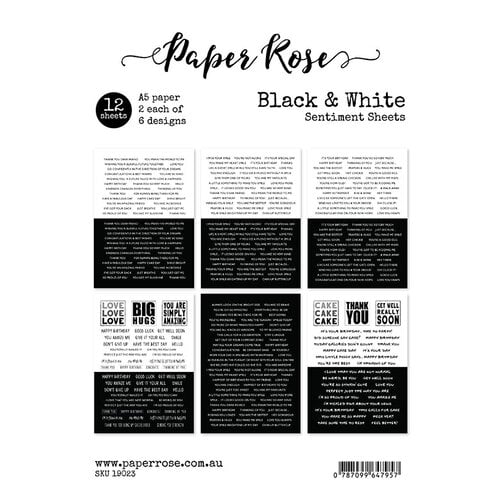 Paper Rose - A5 Collection Pack - Black and White Sentiment