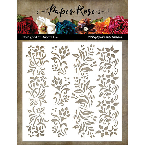 Paper Rose - 6 x 6 Stencils - Floral Borders