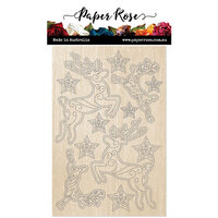 Paper Rose - Wood Embellishments - Deer Ornaments