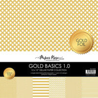Paper Rose - 12 x 12 Collection Pack - Gold Foil Accents - Gold Basics 1.0