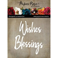 Paper Rose - Dies - Tall Script Words - Wishes Blessings