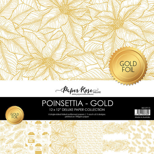 Paper Rose - Christmas - 12 x 12 Collection Pack - Poinsettia - Gold