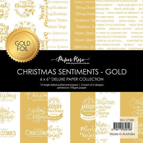 Paper Rose - 6 x 6 Collection Pack - Christmas Sentiments - Gold