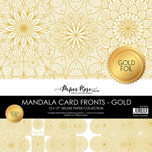 Paper Rose - 12 x 12 Collection Pack - Mandala Card Fronts - Gold Foil