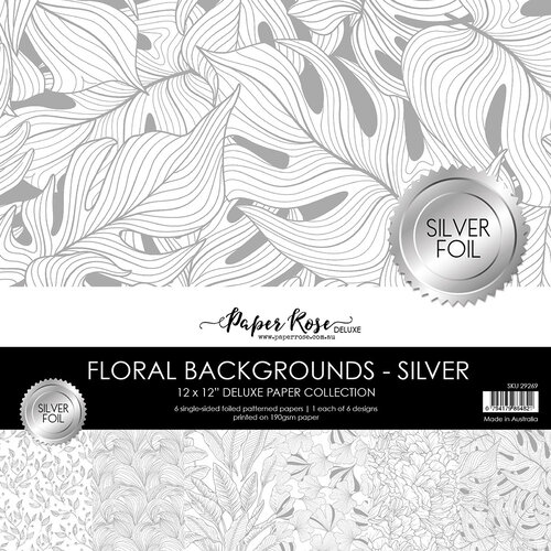 Paper Rose - 12 x 12 Collection Pack - Floral Backgrounds - Silver Foil