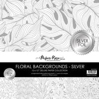 Paper Rose - 12 x 12 Collection Pack - Floral Backgrounds - Silver Foil