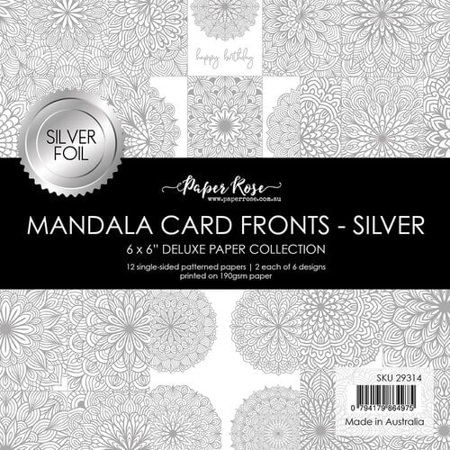 Paper Rose - 6 x 6 Collection Pack - Mandala Card Fronts - Silver Foil