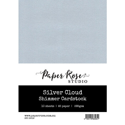Paper Rose - A5 Shimmer Cardstock - Silver Cloud - 10 Pack