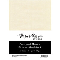 Paper Rose - A5 Shimmer Cardstock - Coconut Cream - 10 Pack