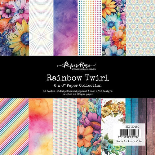 Paper Rose - 6 x 6 Collection Pack - Rainbow Twirl