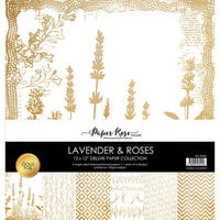 Paper Rose - Lavender And Roses Collection - 12 x 12 Paper Pack - Gold Foil