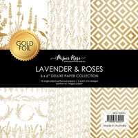 Paper Rose - Lavender And Roses Collection - 6 x 6 Paper Pack - Gold Foil