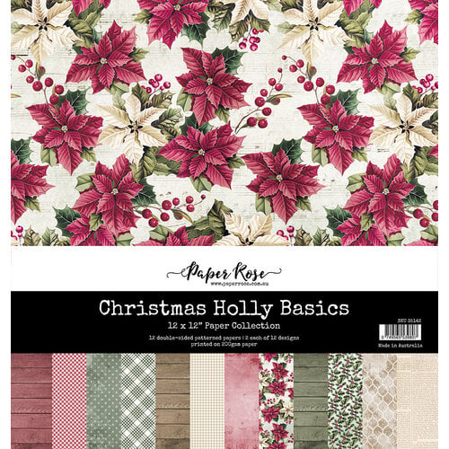 Paper Rose - Christmas Holly Collection - 12 x 12 Paper Pack - Basics