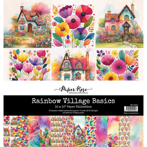 Paper Rose - Rainbow Village Collection - 12 x 12 Paper Pack - Basics
