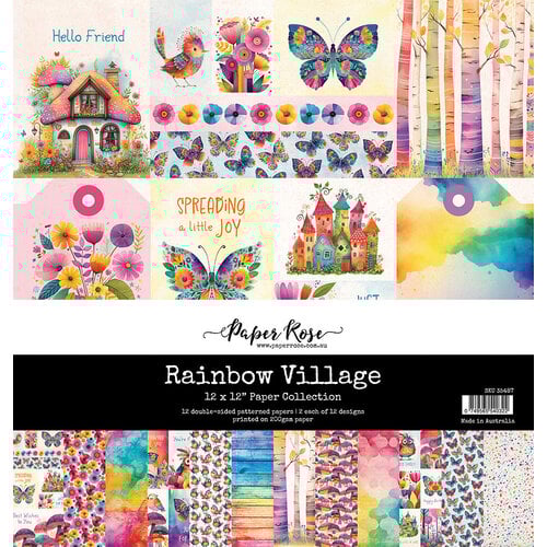 Paper Rose - Rainbow Village Collection - 12 x 12 Paper Pack