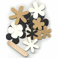 Pressed Petals - Chip Chatter - Shapes - Flowers - Black and White and Tan, CLEARANCE