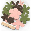 Pressed Petals - Chip Chatter - Shapes - Flowers - Spring Green and Pink and Brown