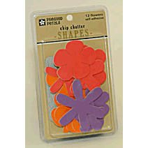 Pressed Petals - Chip Chatter Shapes - Flowers - Orange Coral Purple, CLEARANCE