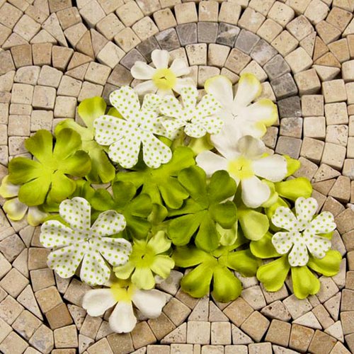 Prima - E Line - Flower Embellishments - Green Mix 4