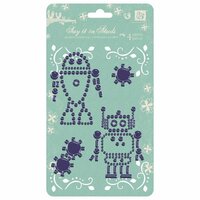 Prima - Say It In Studs Collection - Self Adhesive Jewel Art - Bling - Robot 2 - Purple, CLEARANCE