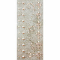 Prima - Say It In Pearls Collection - Self Adhesive Jewel Art - Bling - Border Strips - Cream