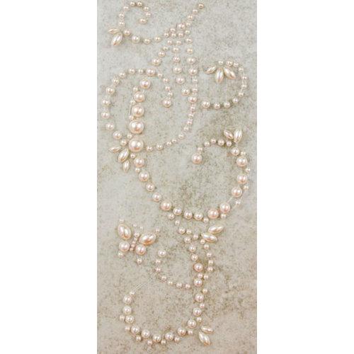 Prima - Say It In Pearls Collection - Self Adhesive Jewel Art - Bling - Butterfly Swirls - Cream, BRAND NEW