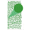 Prima - Textured Alphabet Stickers - Self Adhesive Clear Jewels and Pearls - Green, BRAND NEW