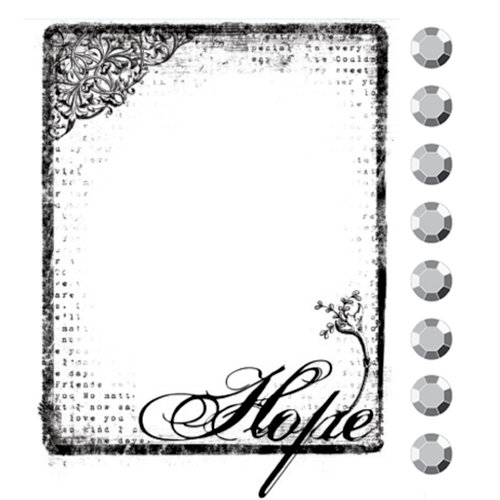 Prima - Clear Acrylic Stamps and Self Adhesive Jewels - Hope, BRAND NEW