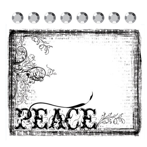 Prima - Clear Acrylic Stamps and Self Adhesive Jewels - Peace, BRAND NEW