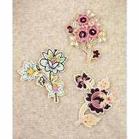 Prima - Art Stitched Charms Collection - Mulberry Embellishments - Flowers, CLEARANCE